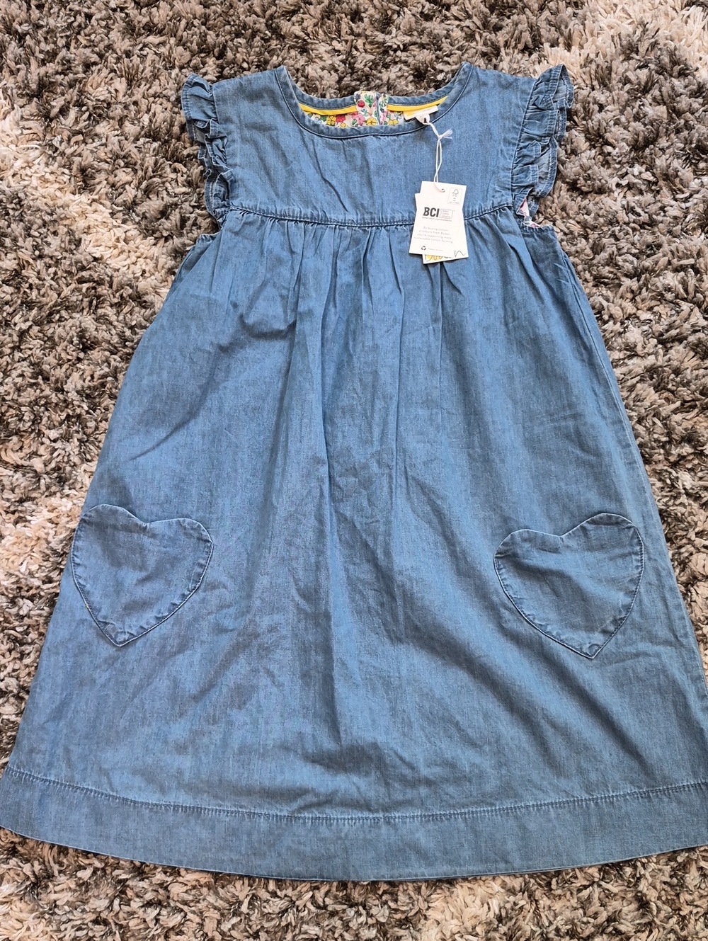 Mini Boden Chambray Heart Pocket Dress